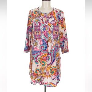 fig and flower Multicolor Paisley Print Tunic Blouse
